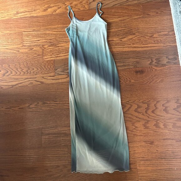 See You Monday Maxi Mesh Lined Bodycon Blue Green Dress Size Small Worn one time - Picture 2 of 12